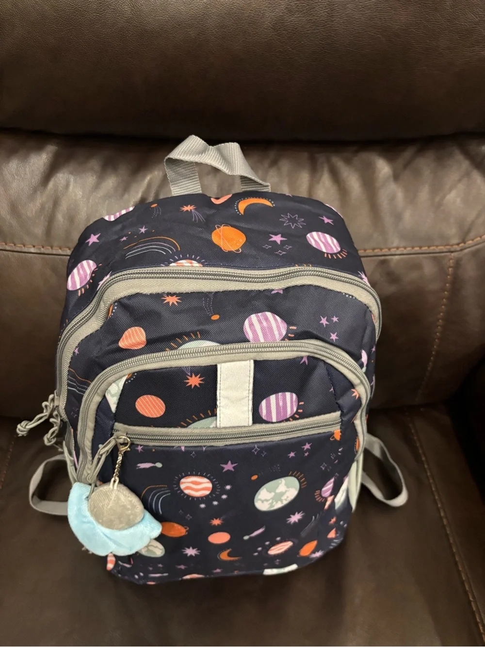 New without tags Cat & Jack Navy Space-Print Kids Backpack with Planet Charm